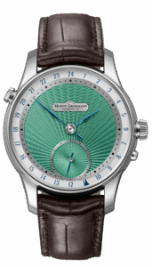 GMT Gouilloche stainless steel and green dial with black strap