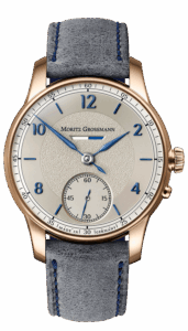 Benu Power Reserve rose gold with blue hands Benu Power Reserve rose gold with blue hands